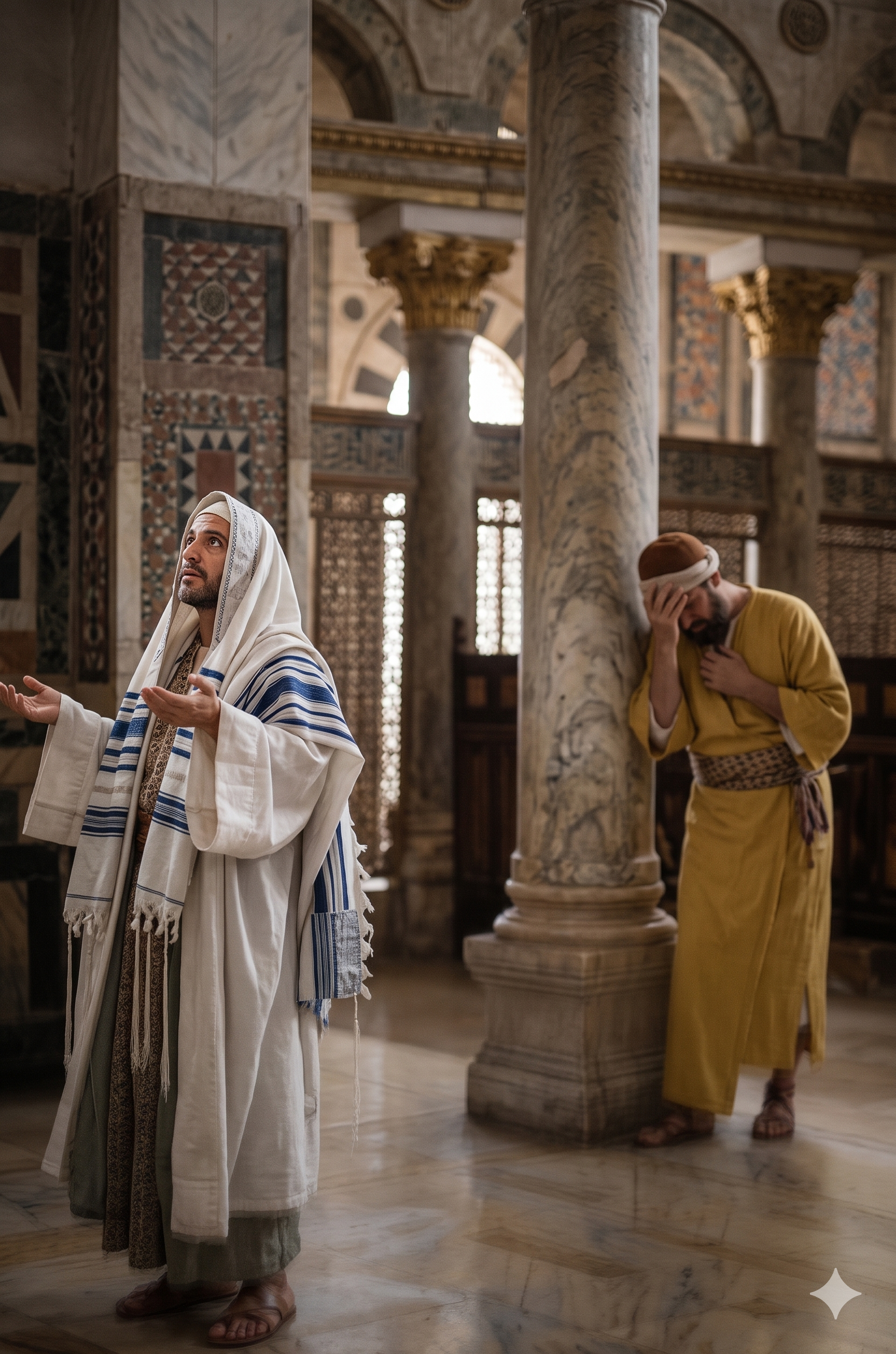The Pharisee and the Tax Collector praying